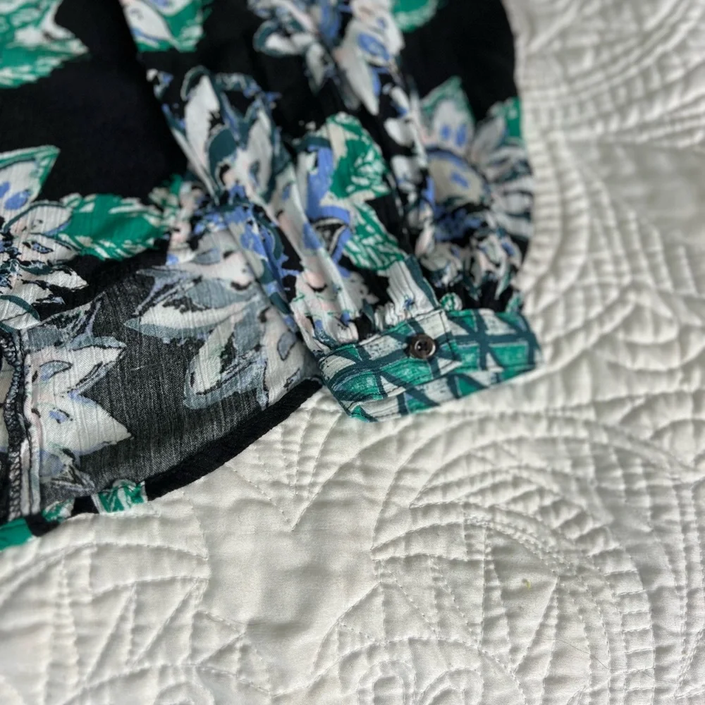Free People Boho Floral Pheasant Long Sleeve Button Down Shirt - Picture 6 of 10